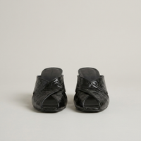 PLUXSTYLE::numise::womens-square-toe-cross-strap-mules::pack-black