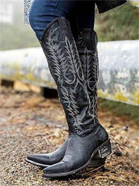 PLUXSTYLE::numise::embroidered-western-knee-high-boots::lifestyle-keep-2