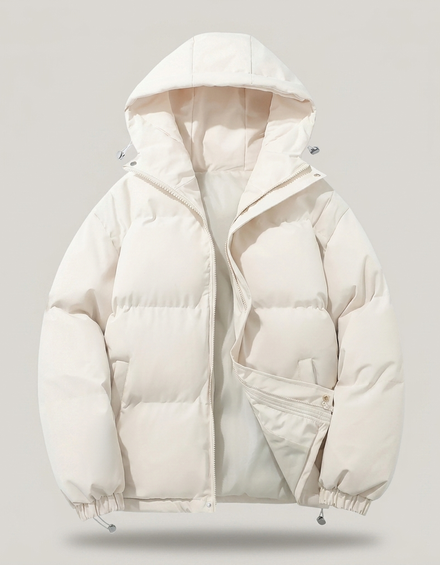 PLUXSTYLE::numise::mens-classic-hooded-parka::pack-beige-white