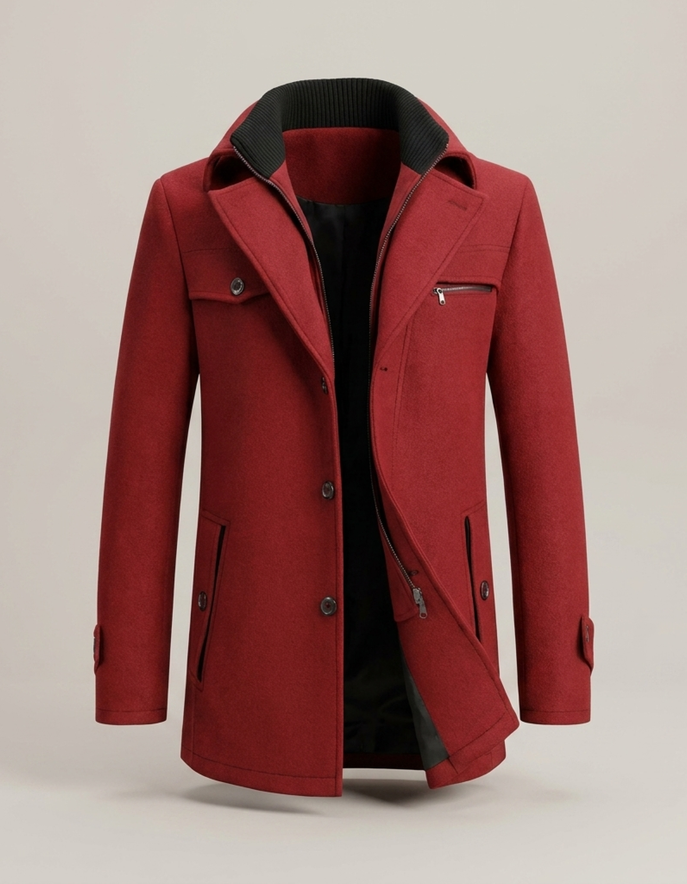 PLUXSTYLE::numise::mens-stand-collar-business-parka::pack-red