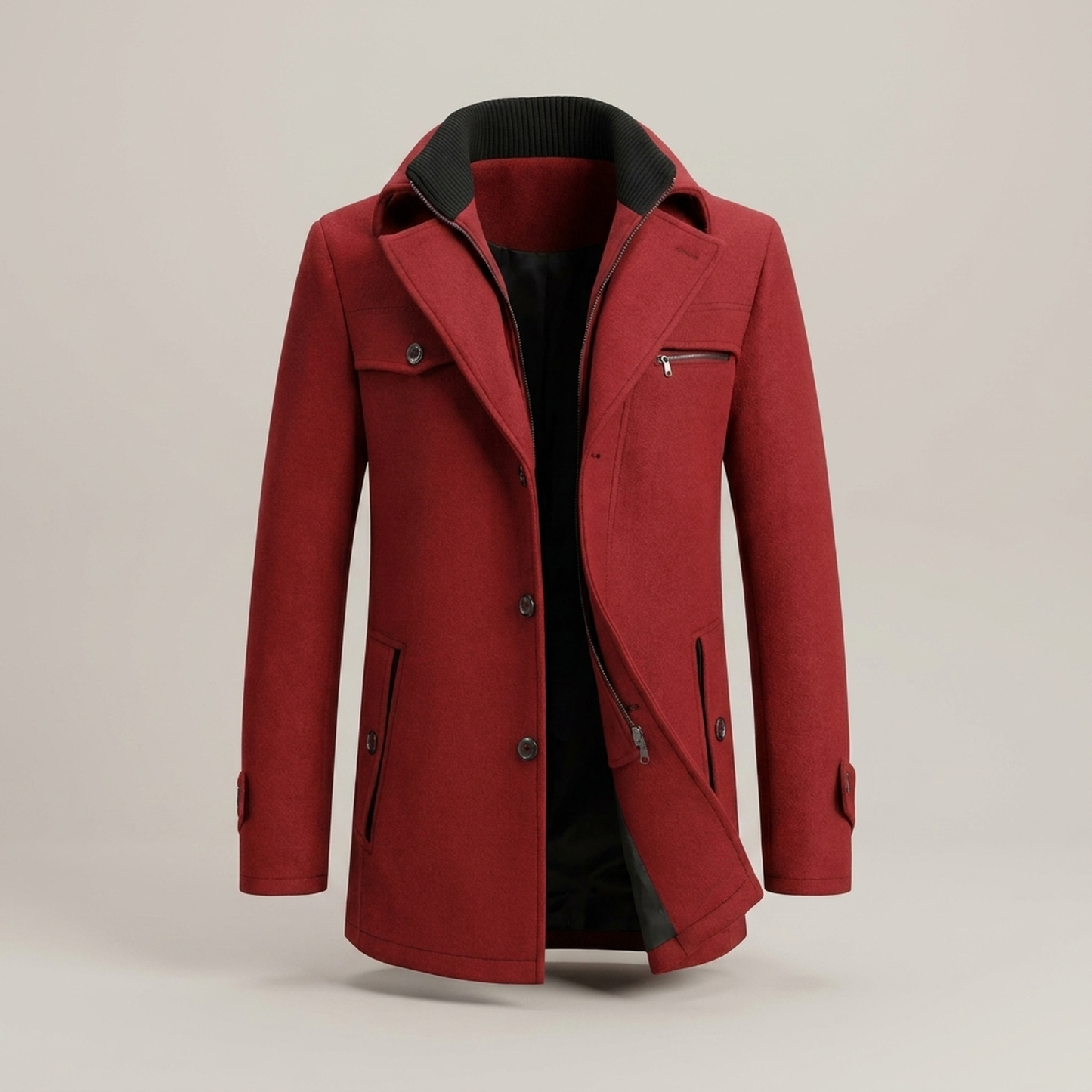 PLUXSTYLE::numise::mens-stand-collar-business-parka::pack-red