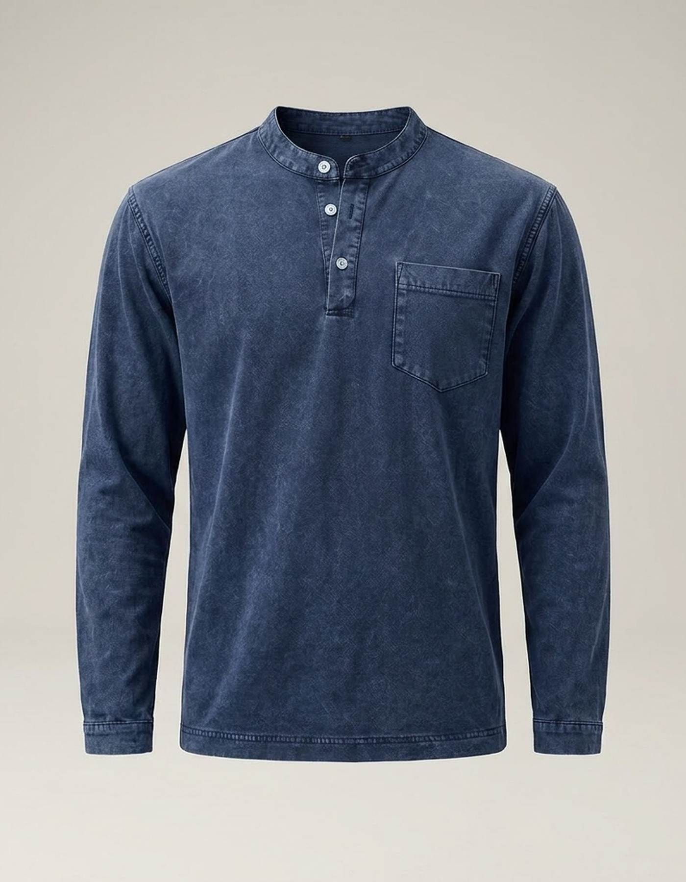 PLUXSTYLE::numise::mens-vintage-wash-henley-top::pack-navy-blue
