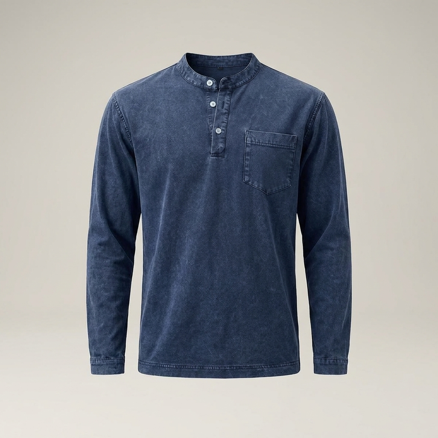 PLUXSTYLE::numise::mens-vintage-wash-henley-top::pack-navy-blue
