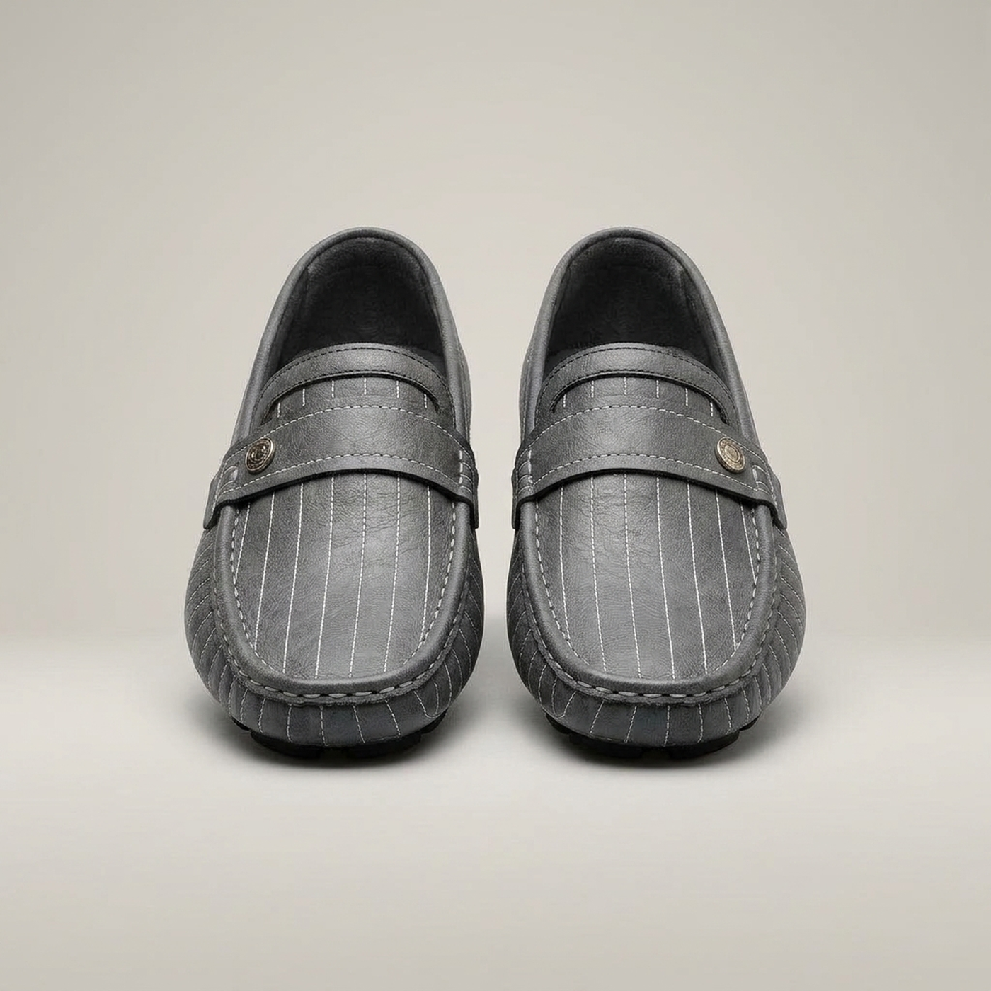 PLUXSTYLE::numise::mens-pinstripe-penny-loafers::pack-grey