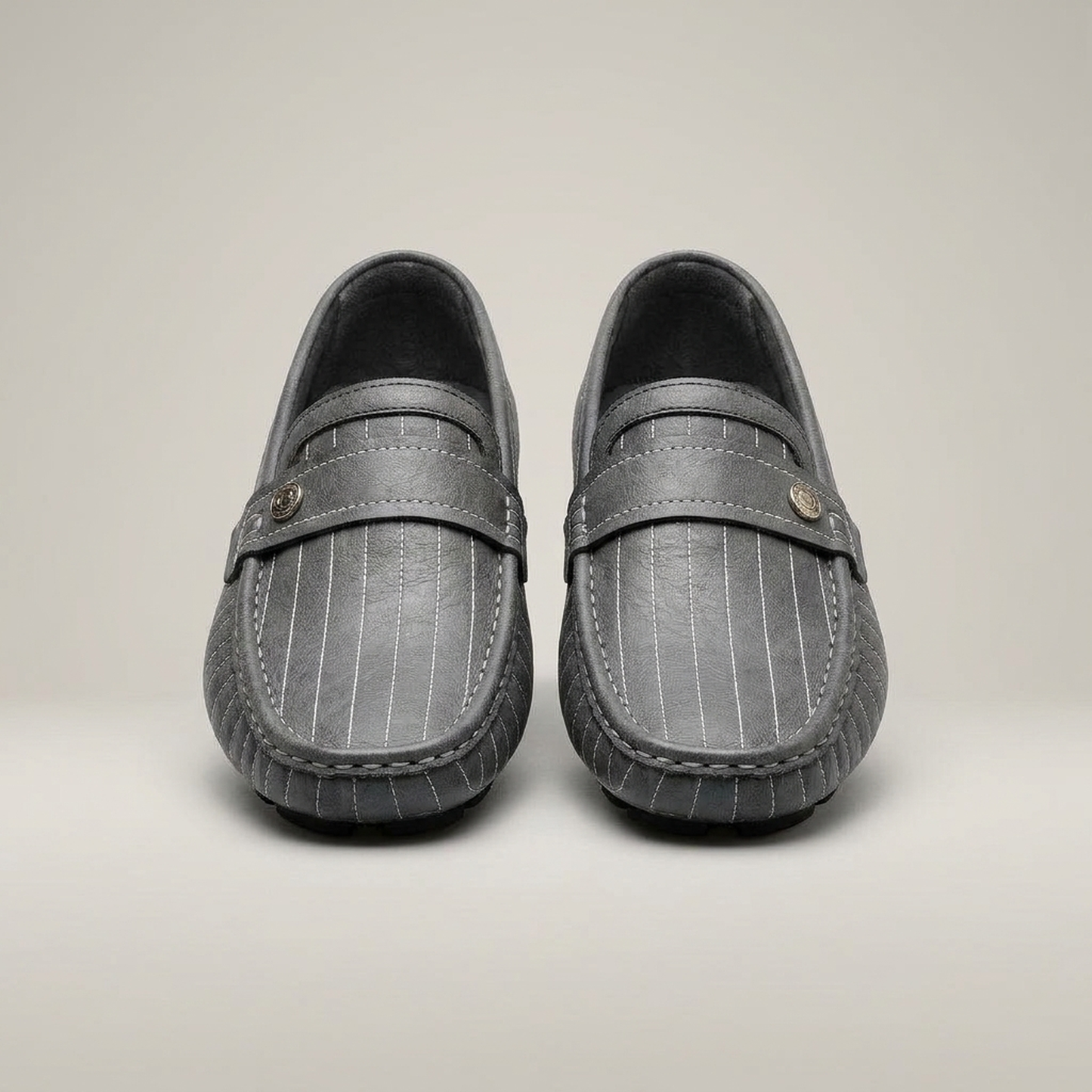 PLUXSTYLE::numise::mens-pinstripe-penny-loafers::pack-grey