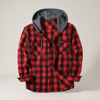 PLUXSTYLE::numise::mens-relaxed-hooded-plaid-top::pack-red
