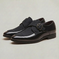 PLUXSTYLE::numise::mens-pointed-toe-monk-strap-shoes::closeup-detail