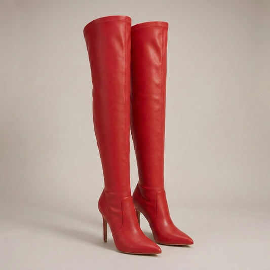 PLUXSTYLE::numise::pointed-toe-stiletto-over-the-knee-boots::closeup-detail