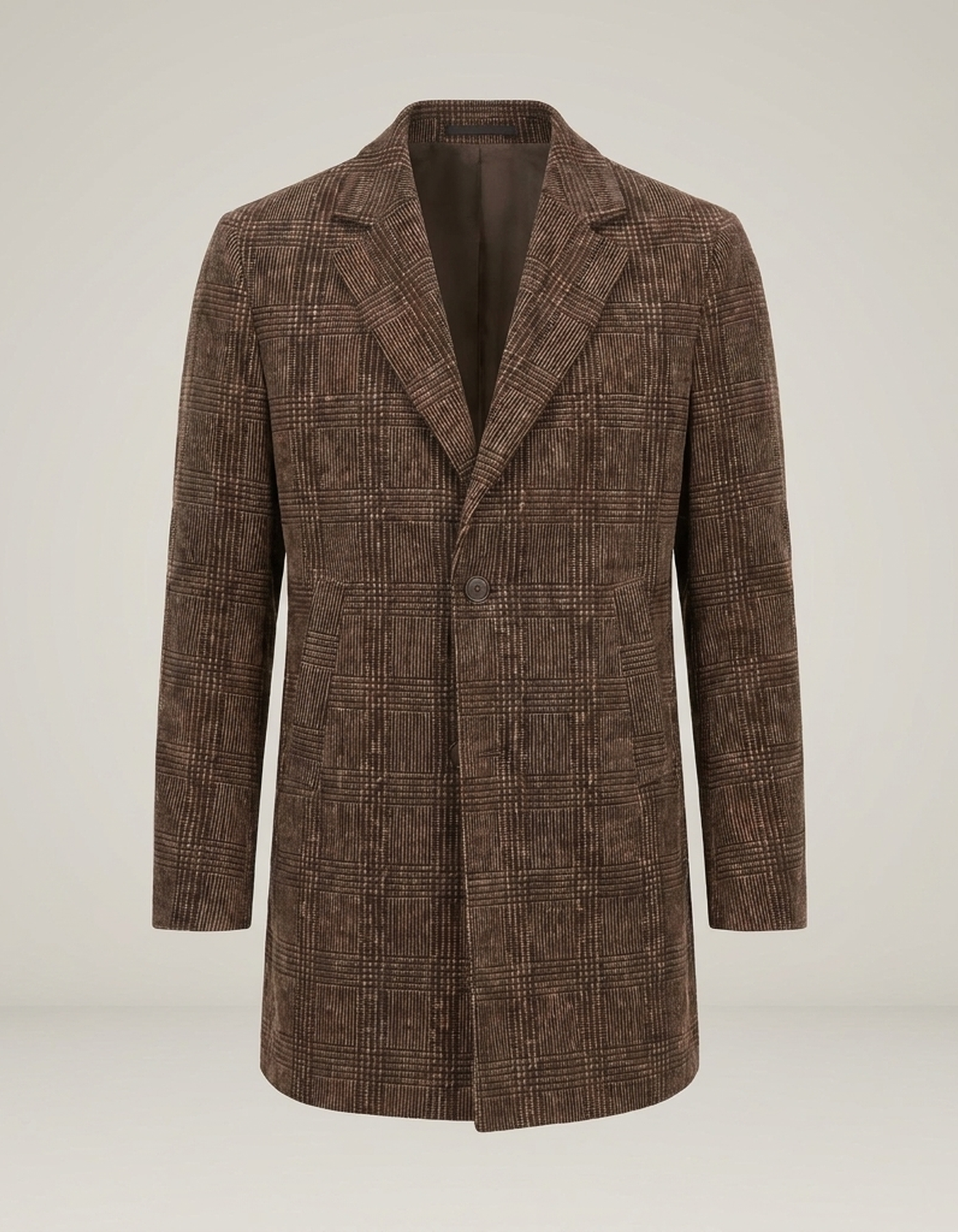 PLUXSTYLE::numise::mens-tailored-check-parka::pack-brown