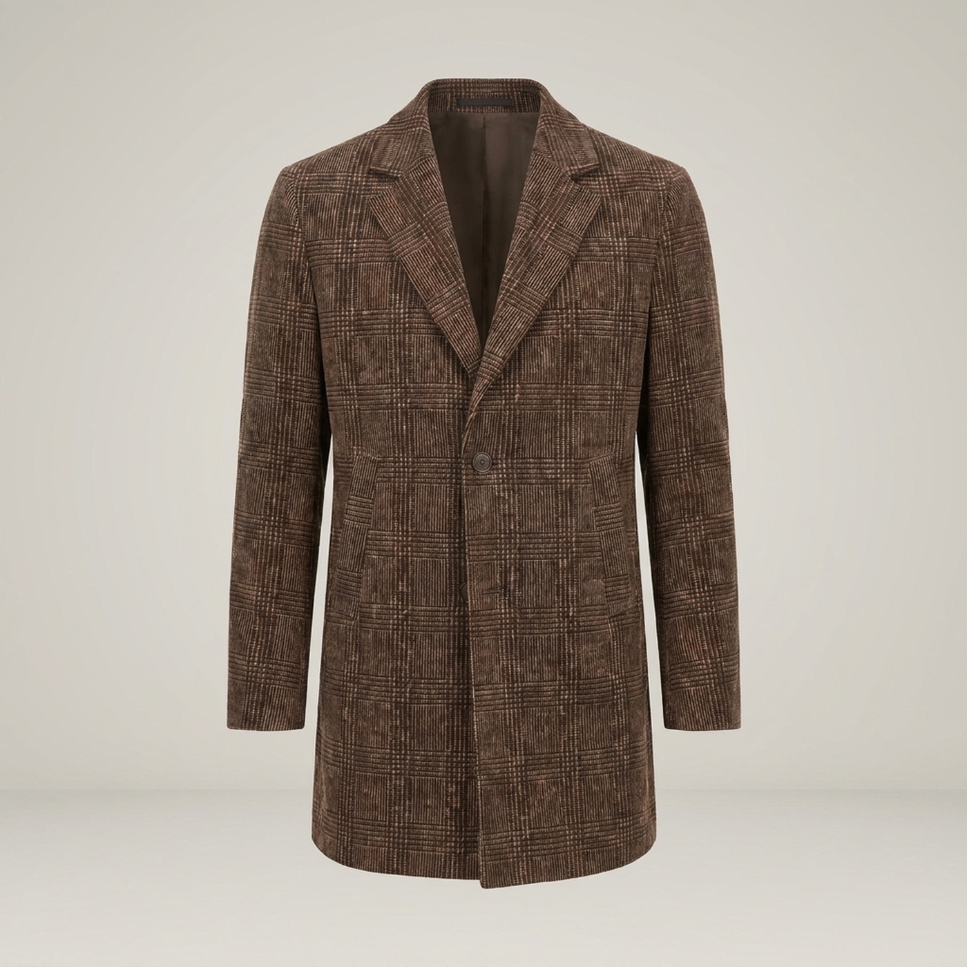 PLUXSTYLE::numise::mens-tailored-check-parka::pack-brown