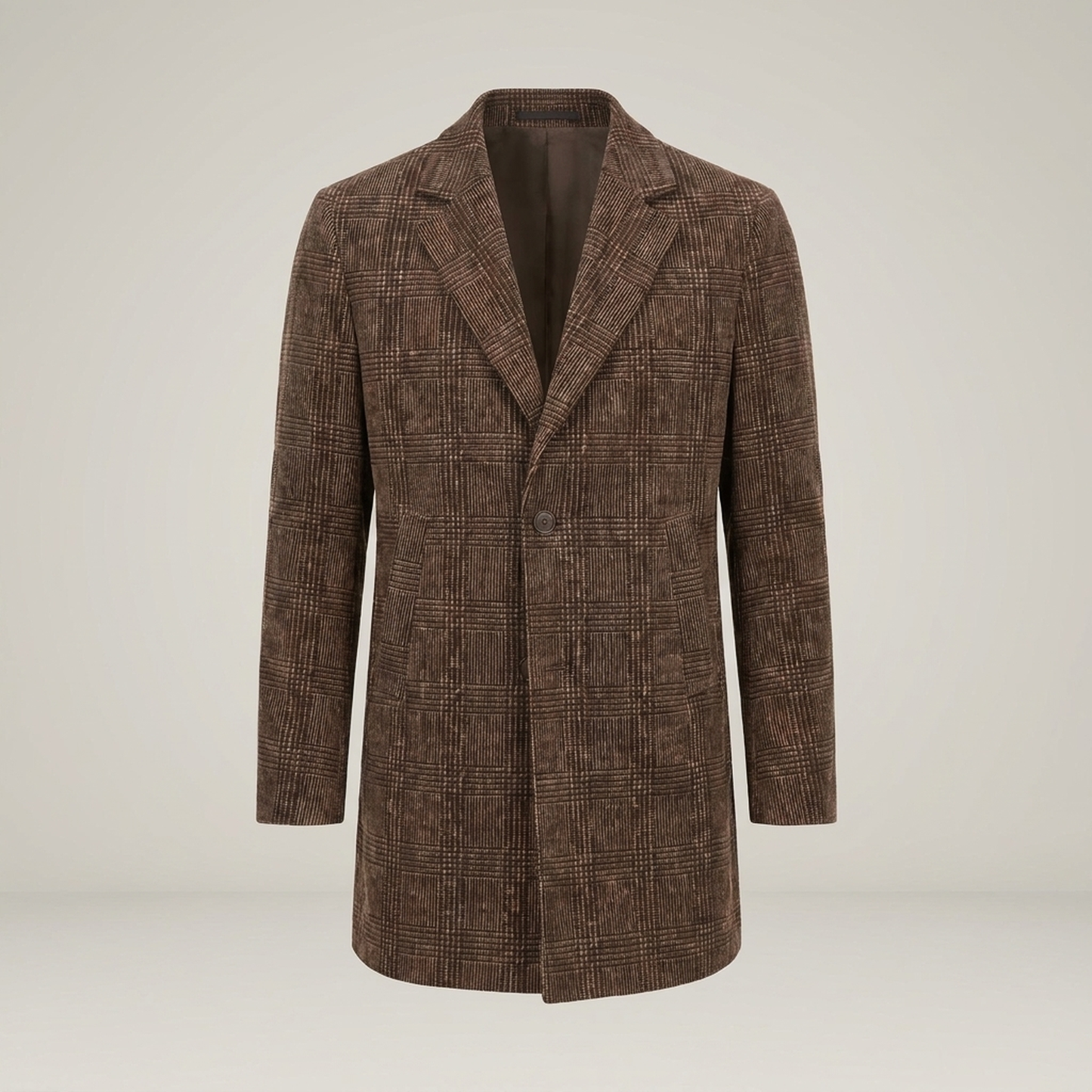 PLUXSTYLE::numise::mens-tailored-check-parka::pack-brown