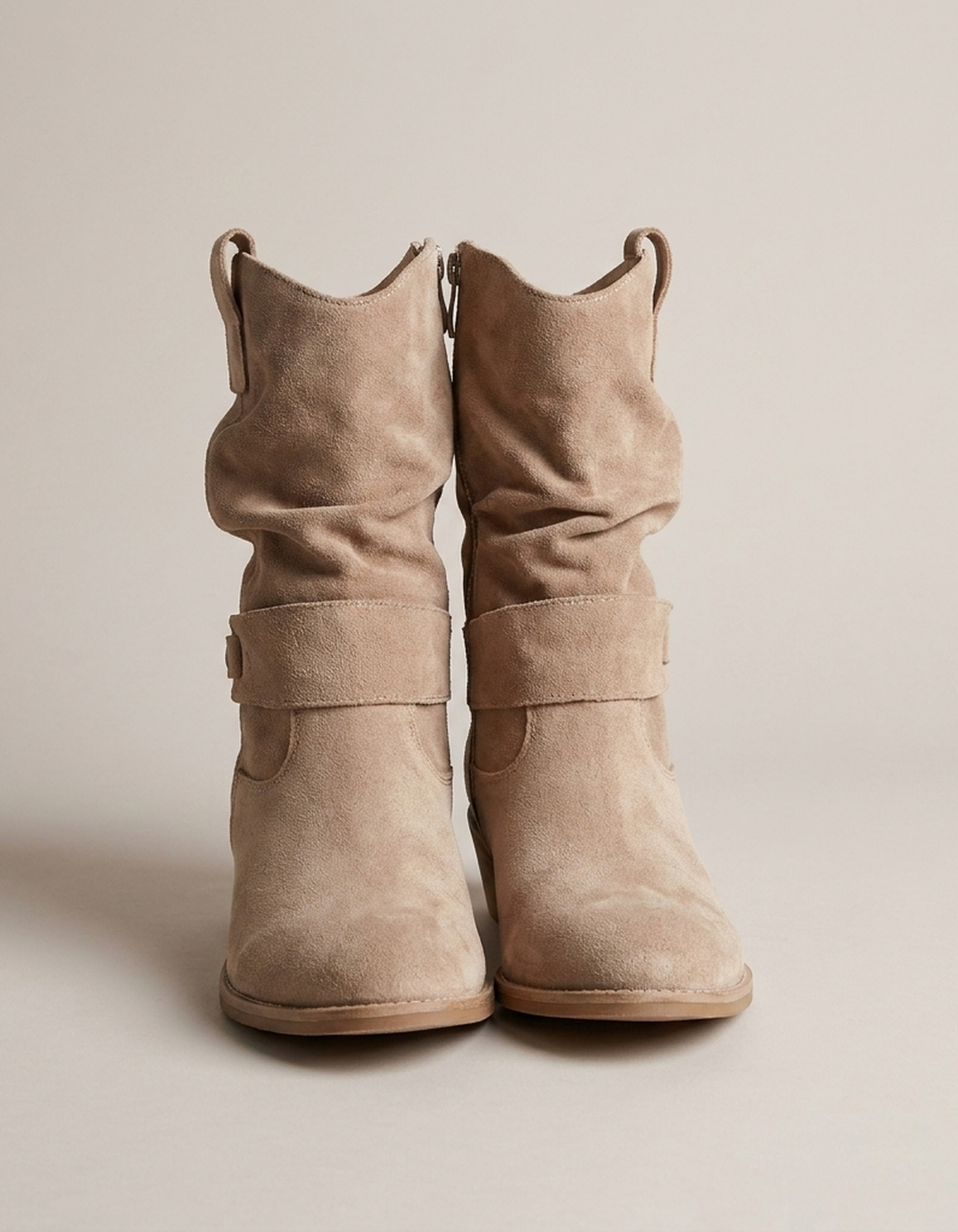 PLUXSTYLE::numise::womens-buckle-slouch-ankle-footwear::pack-apricot-beige