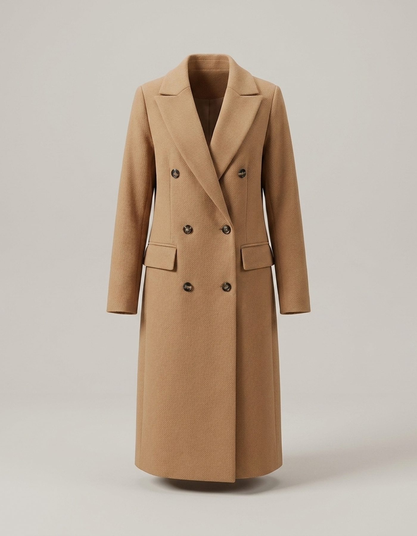 PLUXSTYLE::numise::double-breasted-tailored-parka::pack-khaki