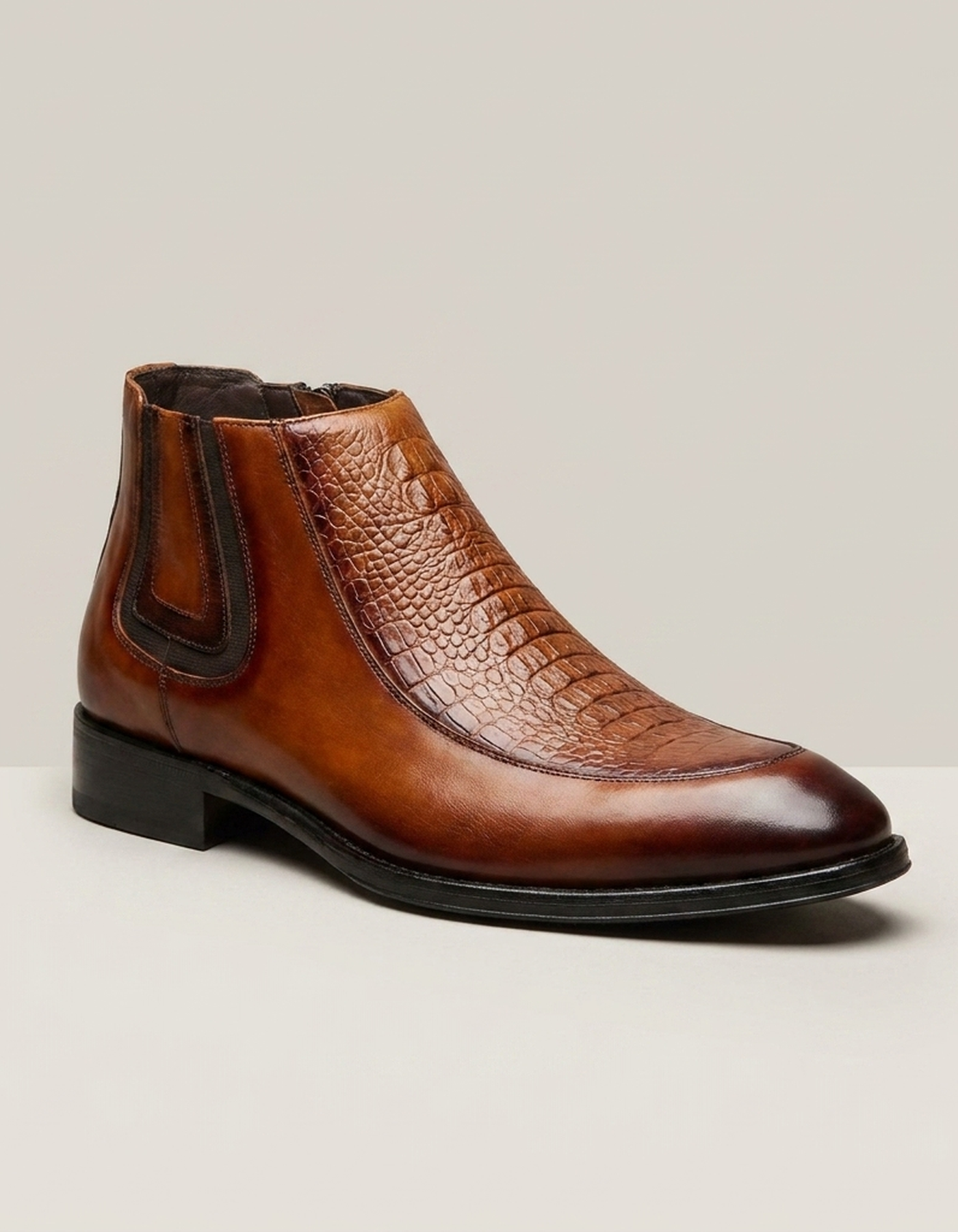 PLUXSTYLE::numise::mens-stretch-fit-zip-chelsea-boots::closeup-hero