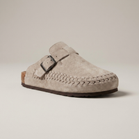 PLUXSTYLE::numise::aurelio-woven-clogs-in-beige::closeup-hero