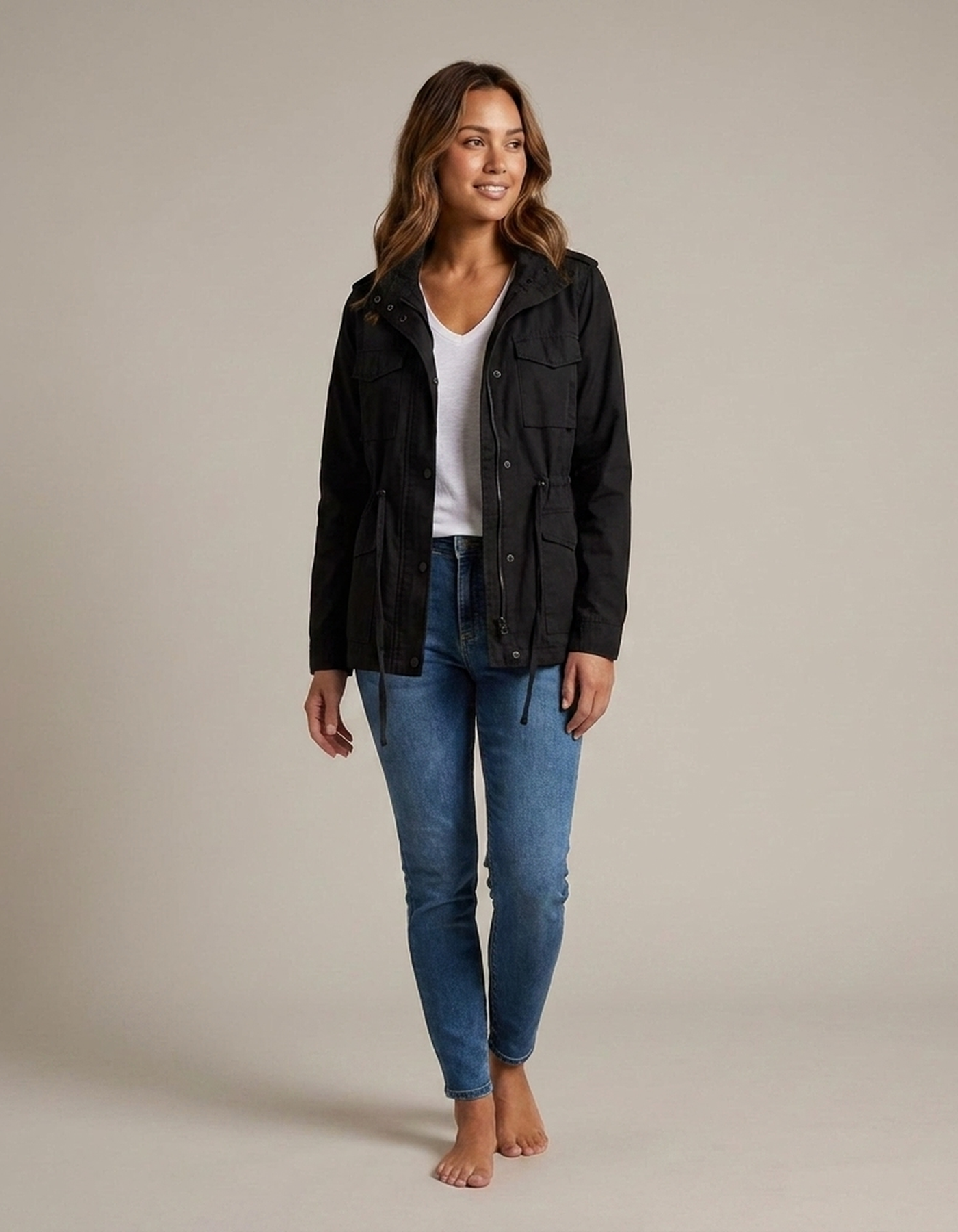 PLUXSTYLE::numise::drawstring-waist-military-parka::front