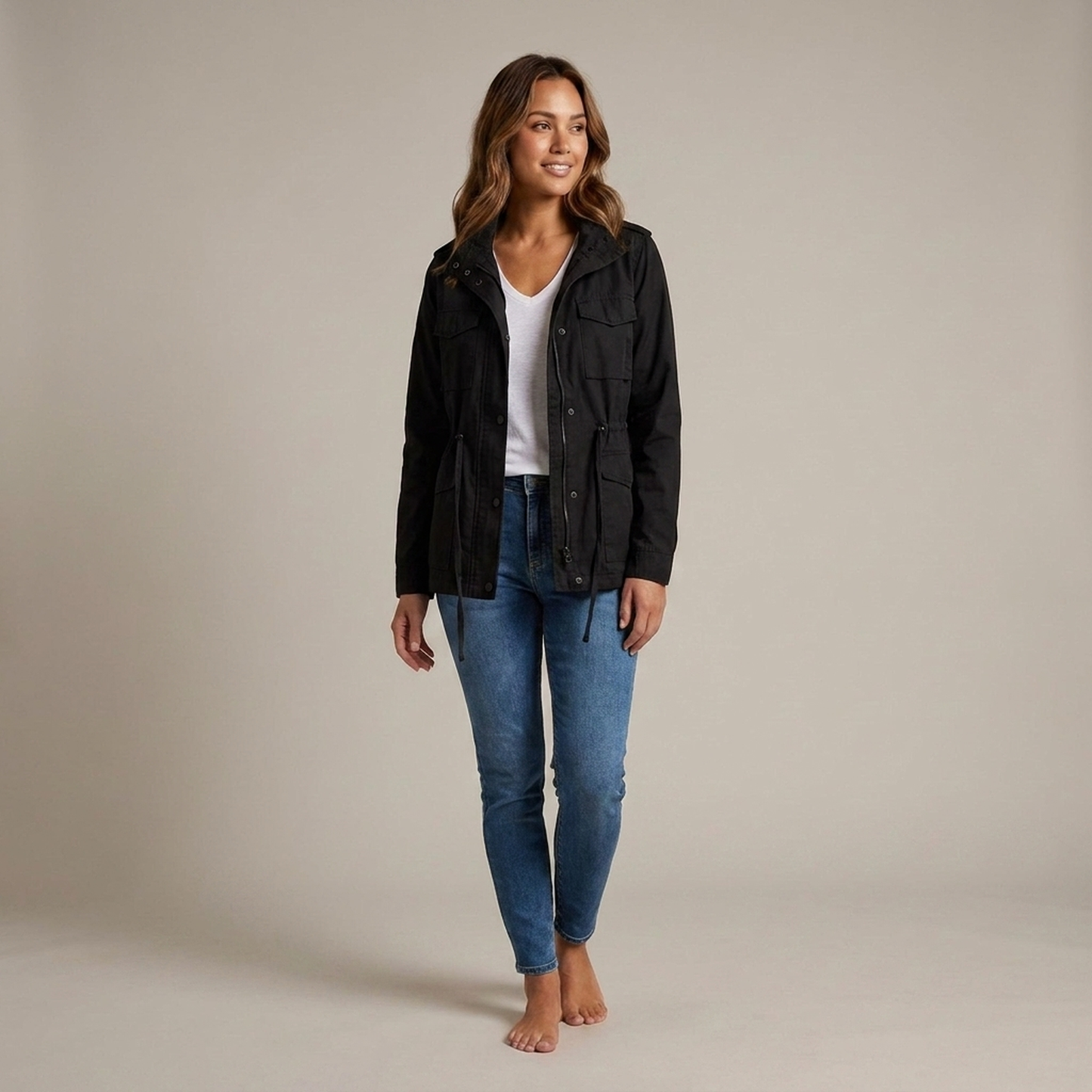 PLUXSTYLE::numise::drawstring-waist-military-parka::front