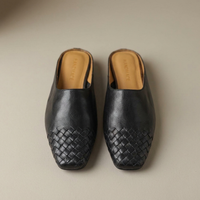 PLUXSTYLE::numise::woven-square-toe-mules::pack-black