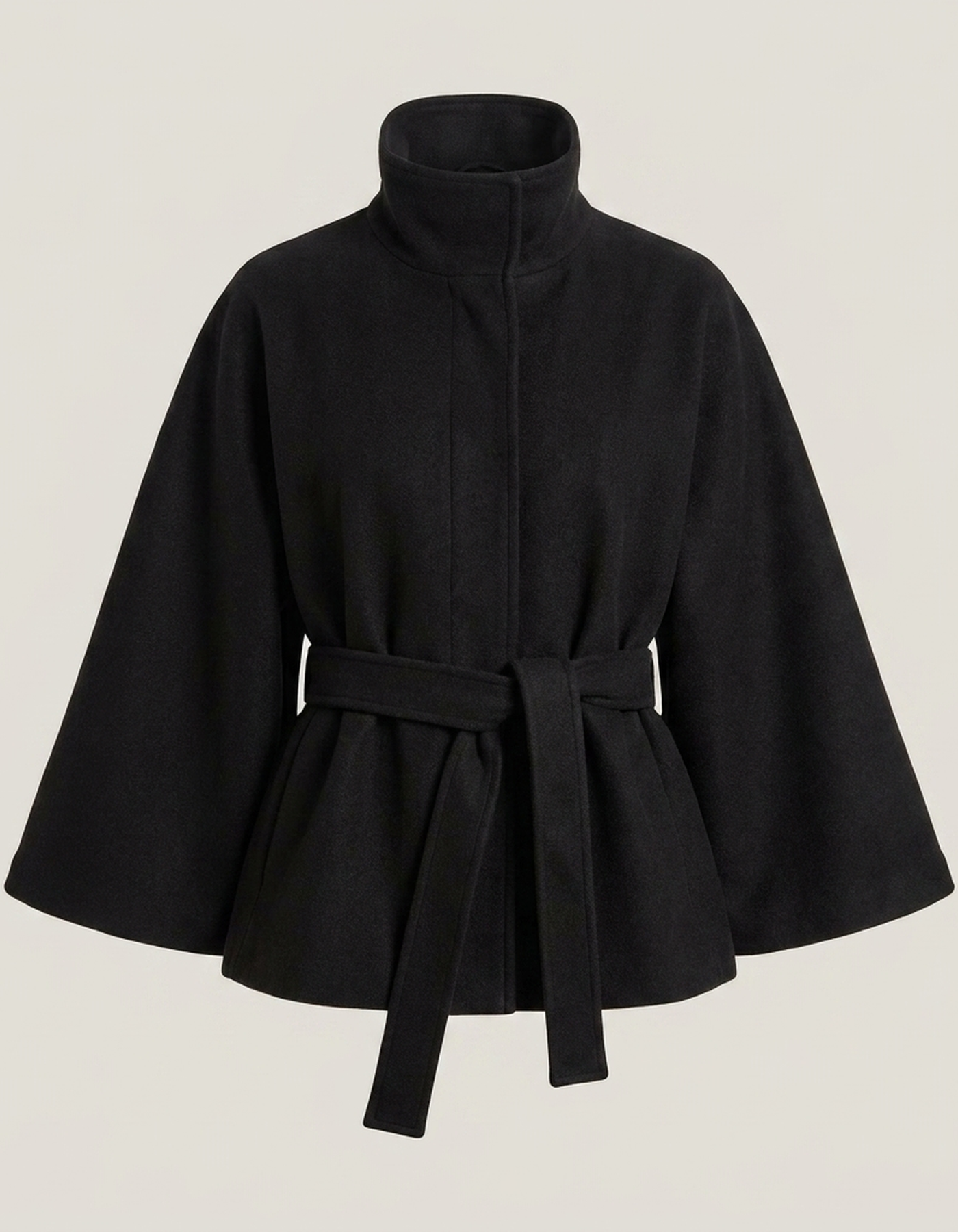 PLUXSTYLE::numise::tie-waist-cape-parka::pack-black