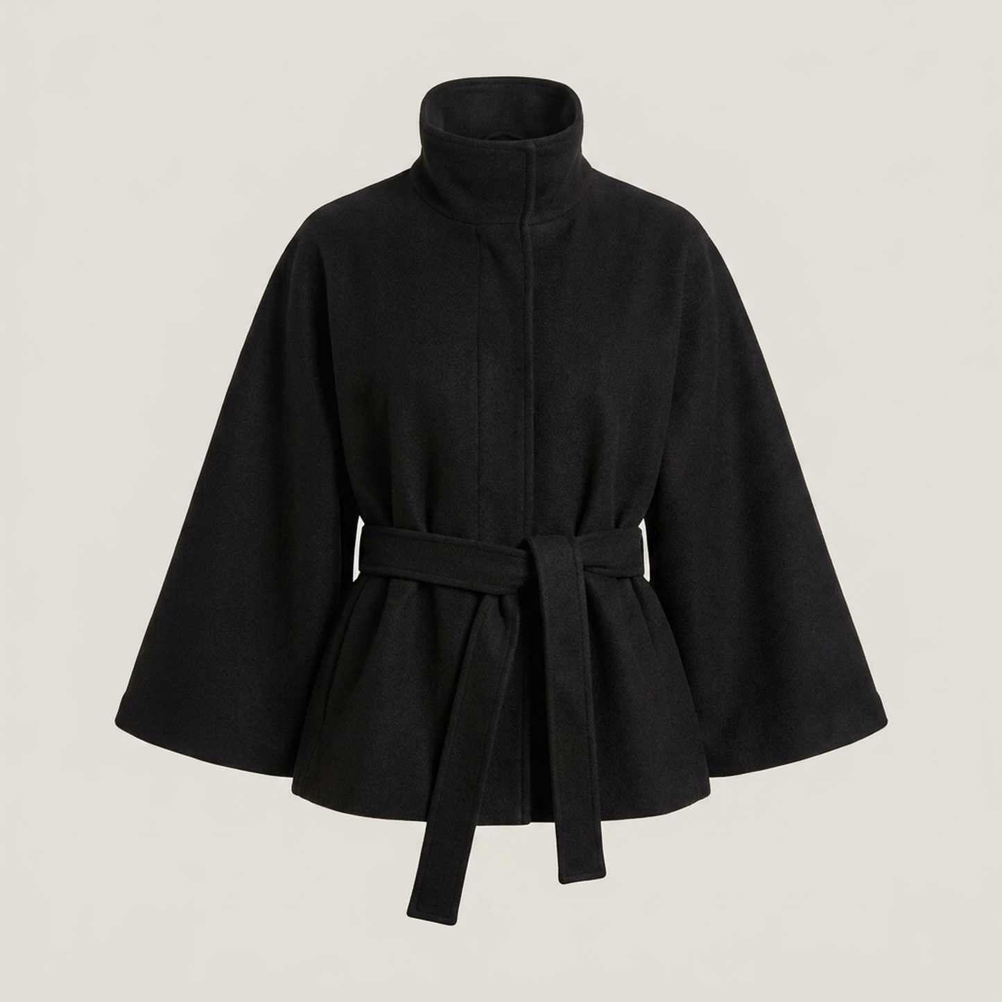 PLUXSTYLE::numise::tie-waist-cape-parka::pack-black