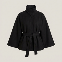 PLUXSTYLE::numise::tie-waist-cape-parka::pack-black