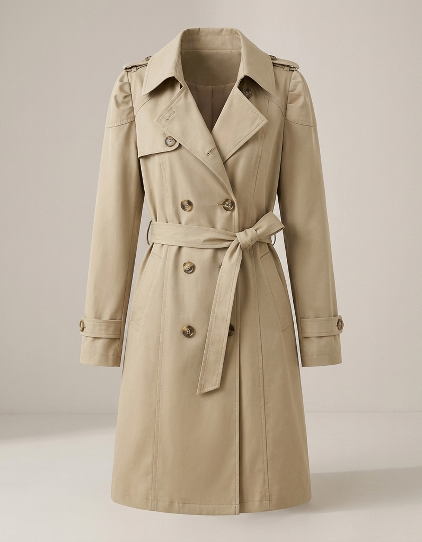 PLUXSTYLE::numise::double-breasted-mid-length-parka::pack-khaki