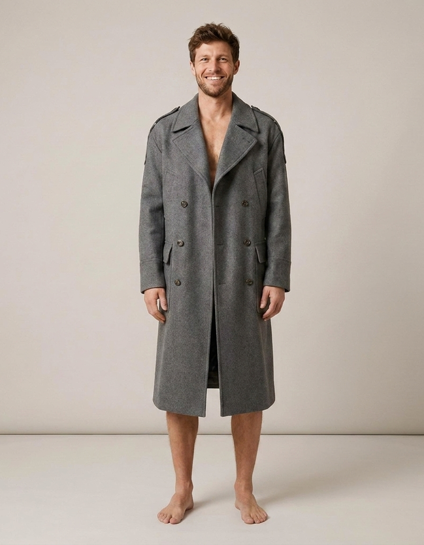 PLUXSTYLE::numise::mens-double-breasted-longline-parka::front