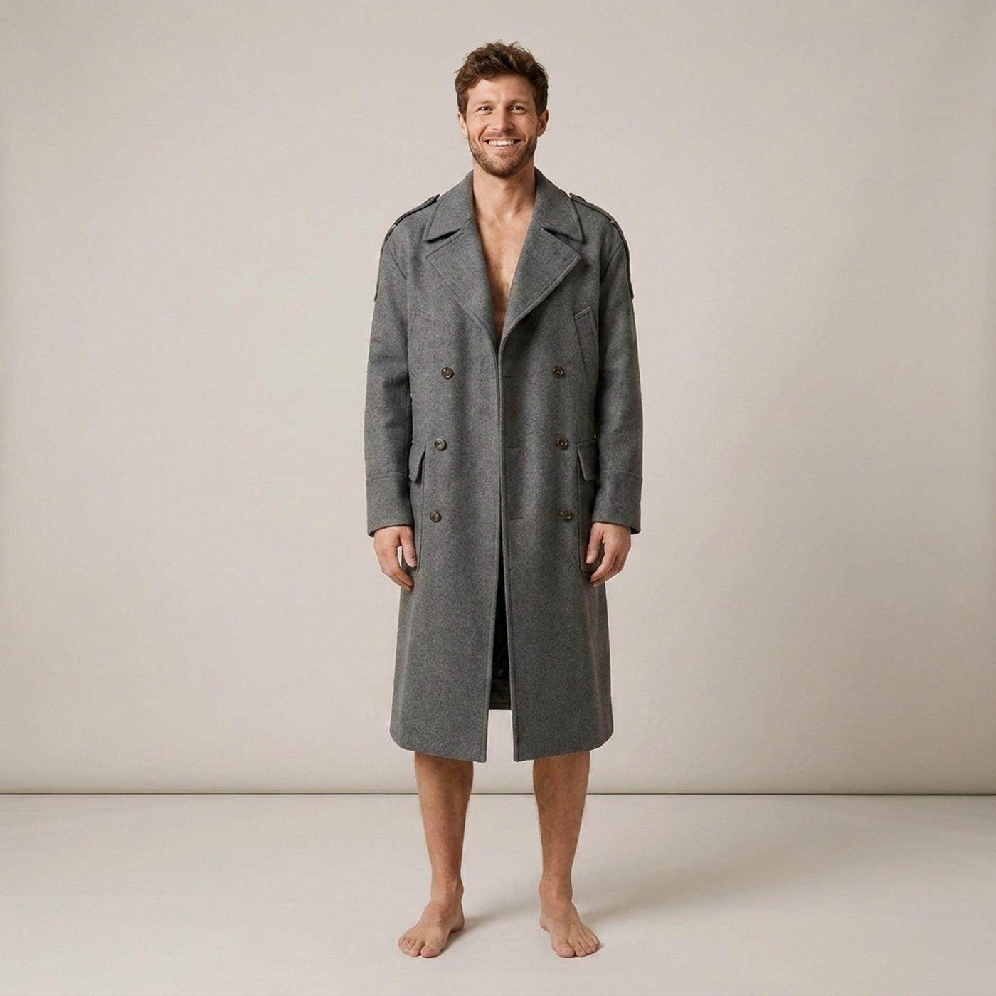 PLUXSTYLE::numise::mens-double-breasted-longline-parka::front