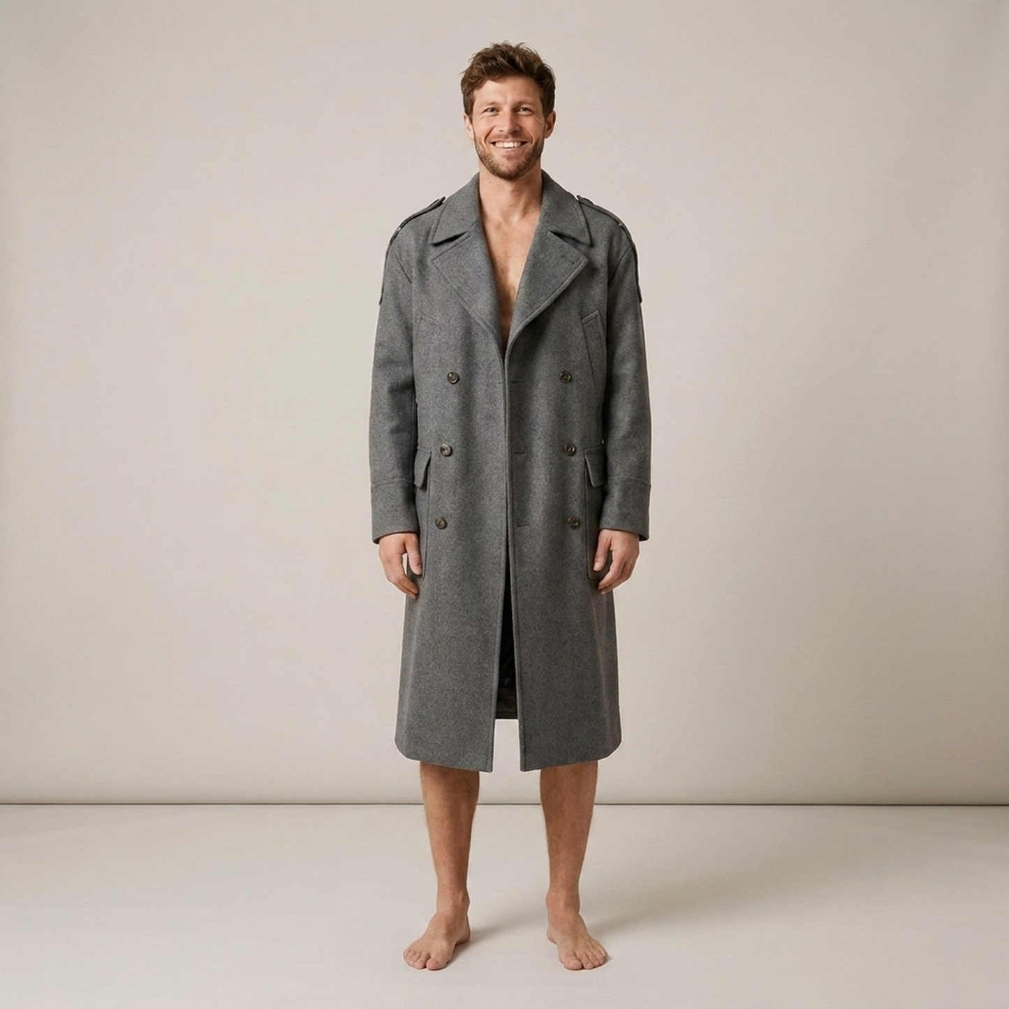 PLUXSTYLE::numise::mens-double-breasted-longline-parka::front
