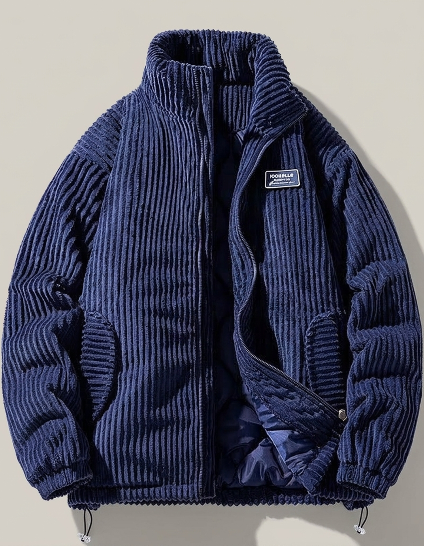 PLUXSTYLE::numise::mens-oversized-stand-collar-parka::pack-navy-blue