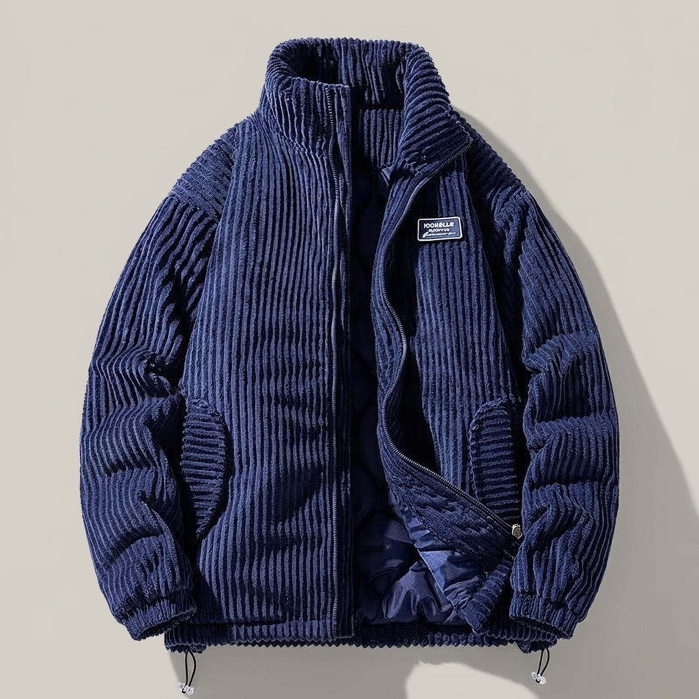 PLUXSTYLE::numise::mens-oversized-stand-collar-parka::pack-navy-blue