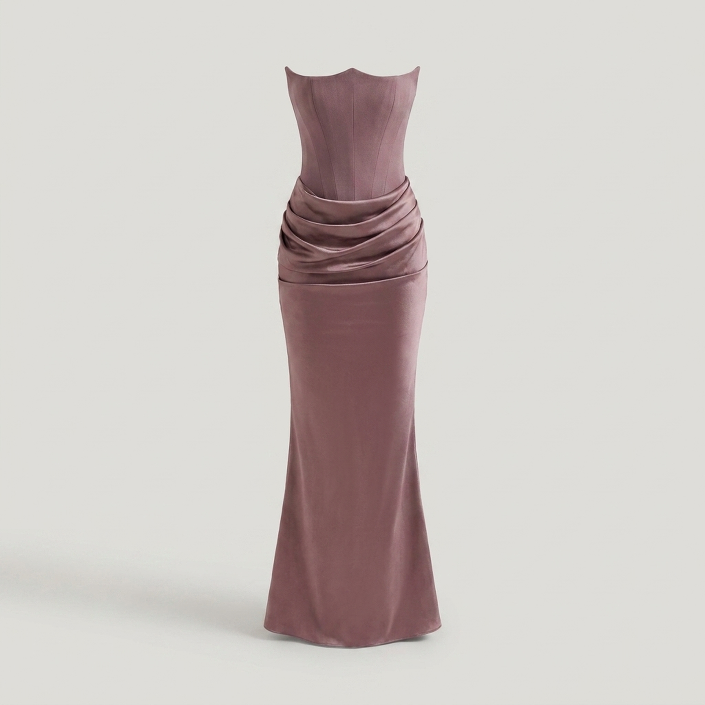 PLUXSTYLE::numise::strapless-corset-maxi-dress::pack-rose-gold