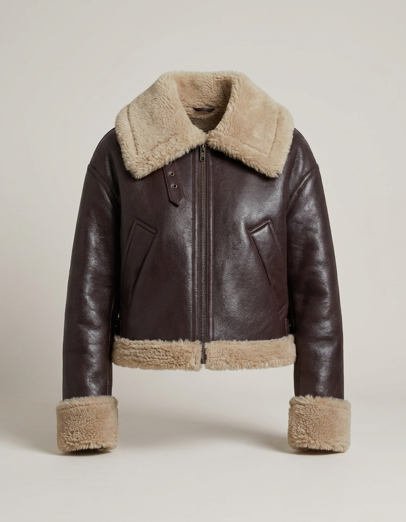 PLUXSTYLE::numise::cropped-aviator-parka::pack-dark-brown