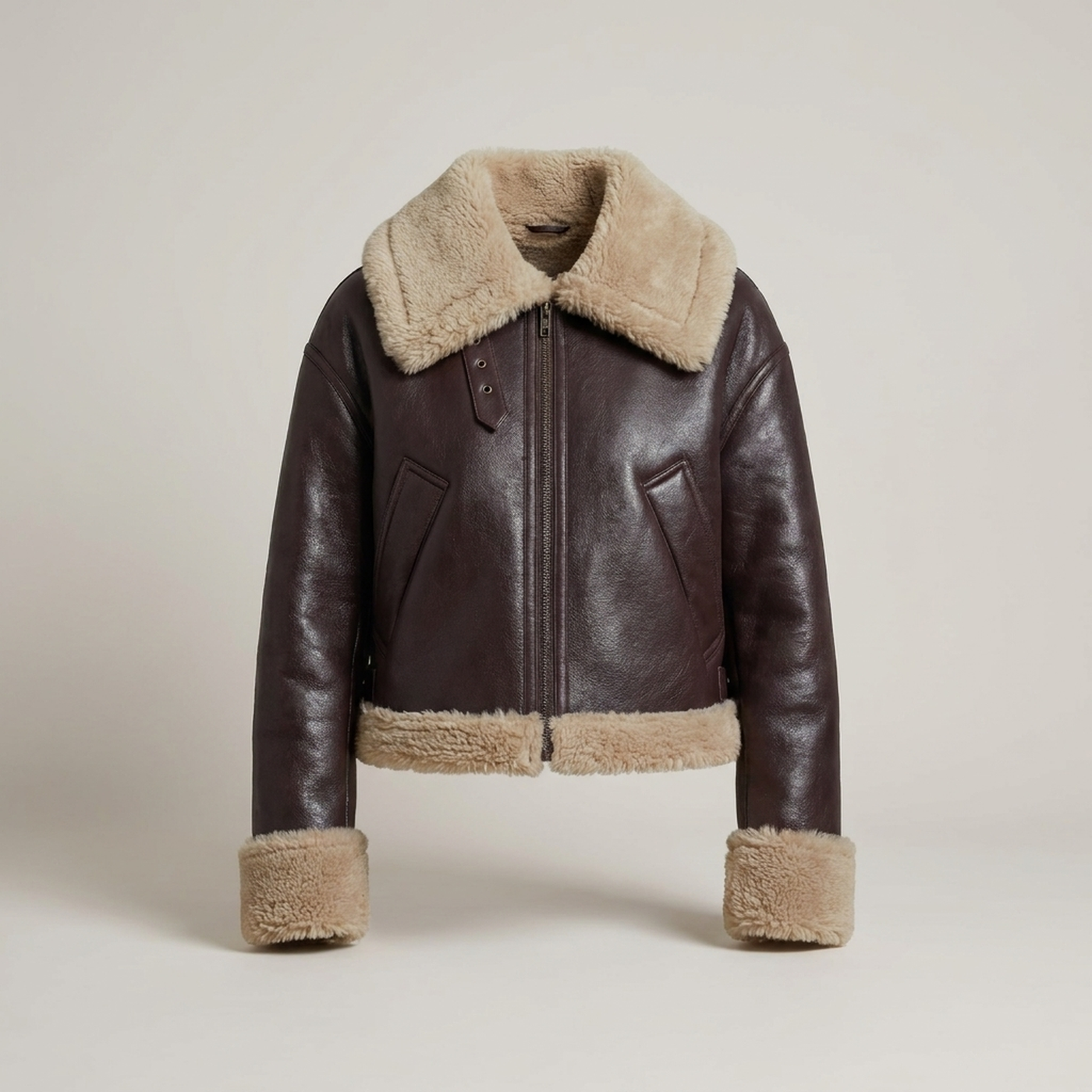 PLUXSTYLE::numise::cropped-aviator-parka::pack-dark-brown