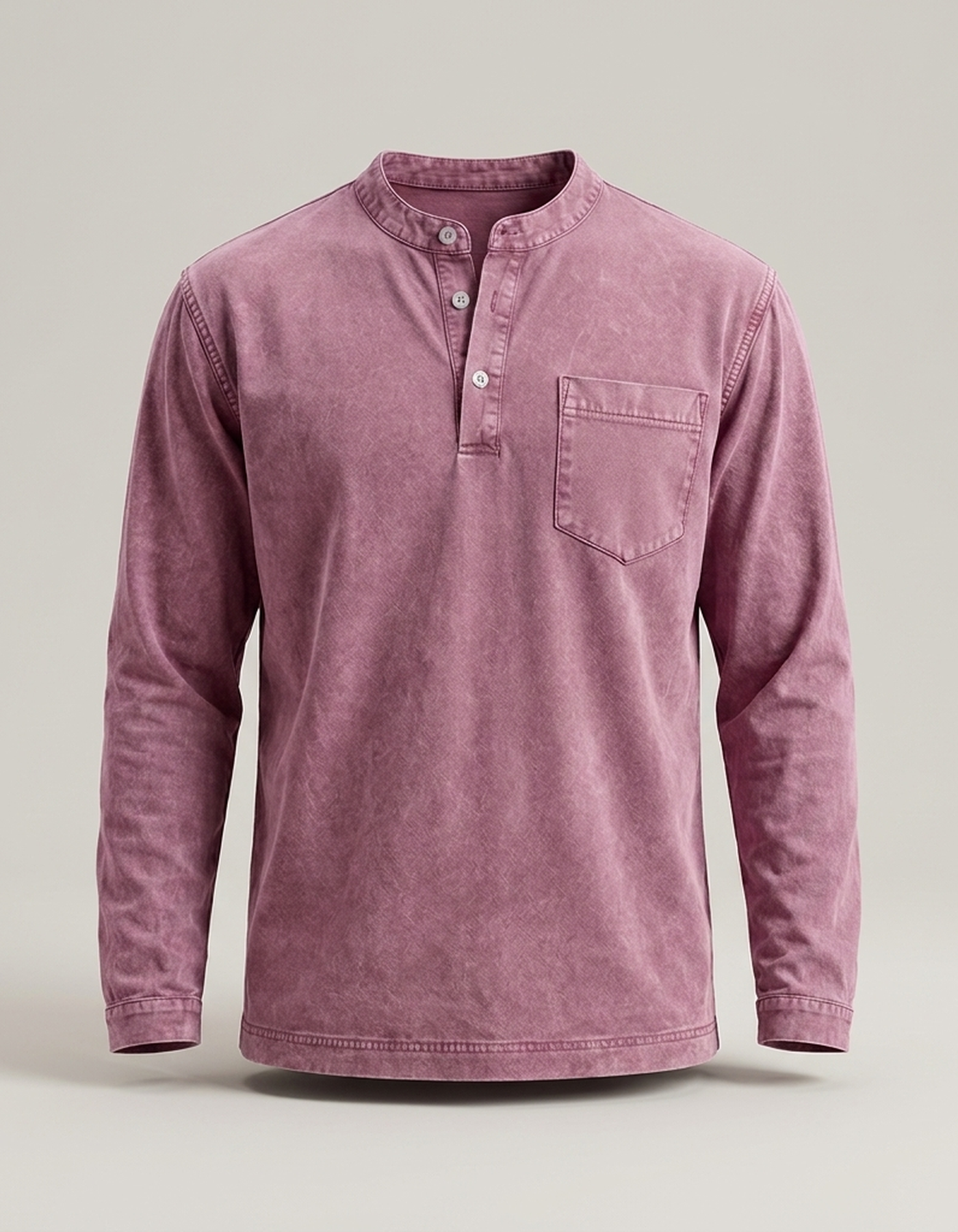 PLUXSTYLE::numise::mens-vintage-wash-henley-top::pack-pink