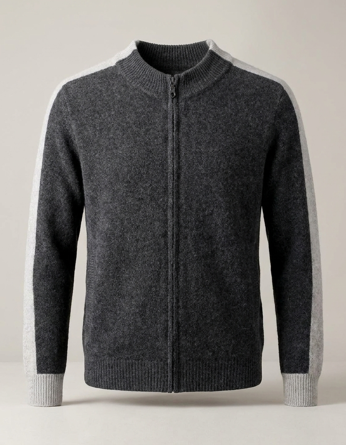 PLUXSTYLE::numise::mens-color-block-zip-cardigan::pack-grey