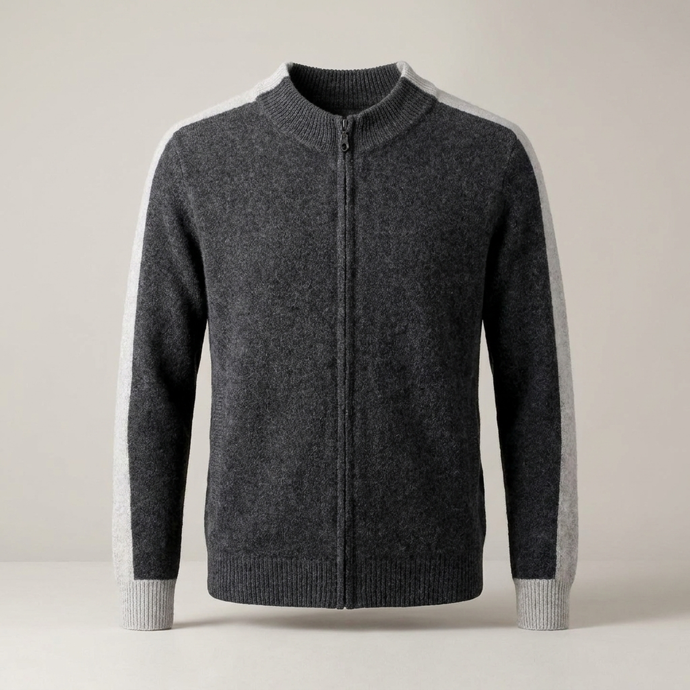PLUXSTYLE::numise::mens-color-block-zip-cardigan::pack-grey