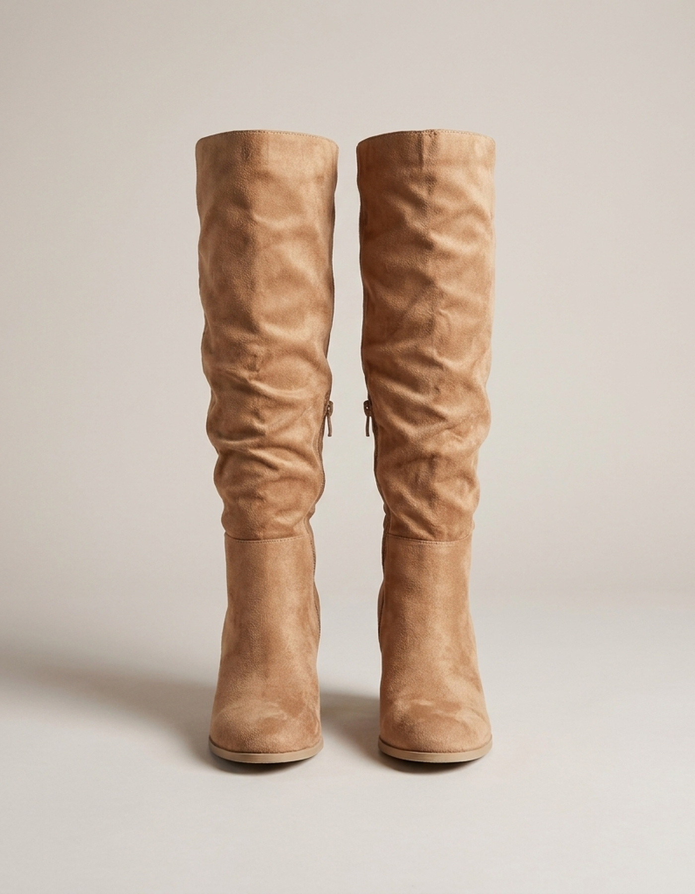PLUXSTYLE::numise::side-zip-slouch-knee-high-boots::pack-beige