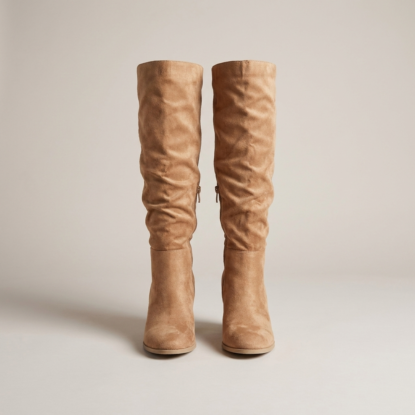 PLUXSTYLE::numise::side-zip-slouch-knee-high-boots::pack-beige