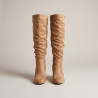 PLUXSTYLE::numise::side-zip-slouch-knee-high-boots::pack-beige