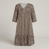 PLUXSTYLE::numise::womens-floral-v-neck-midi-dress-for-easy-summer-style::pack-brown
