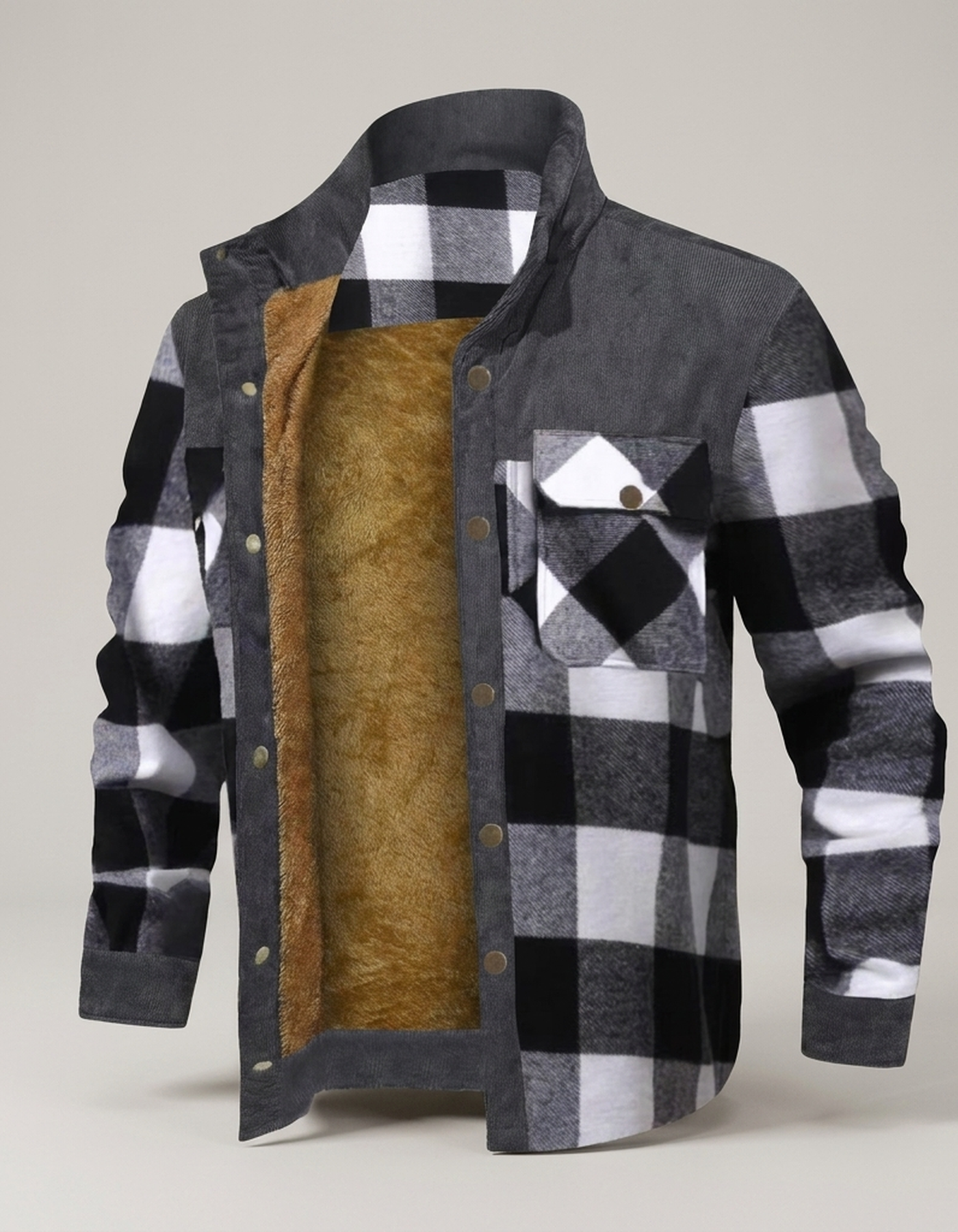 PLUXSTYLE::numise::mens-plaid-hooded-parka::pack-white