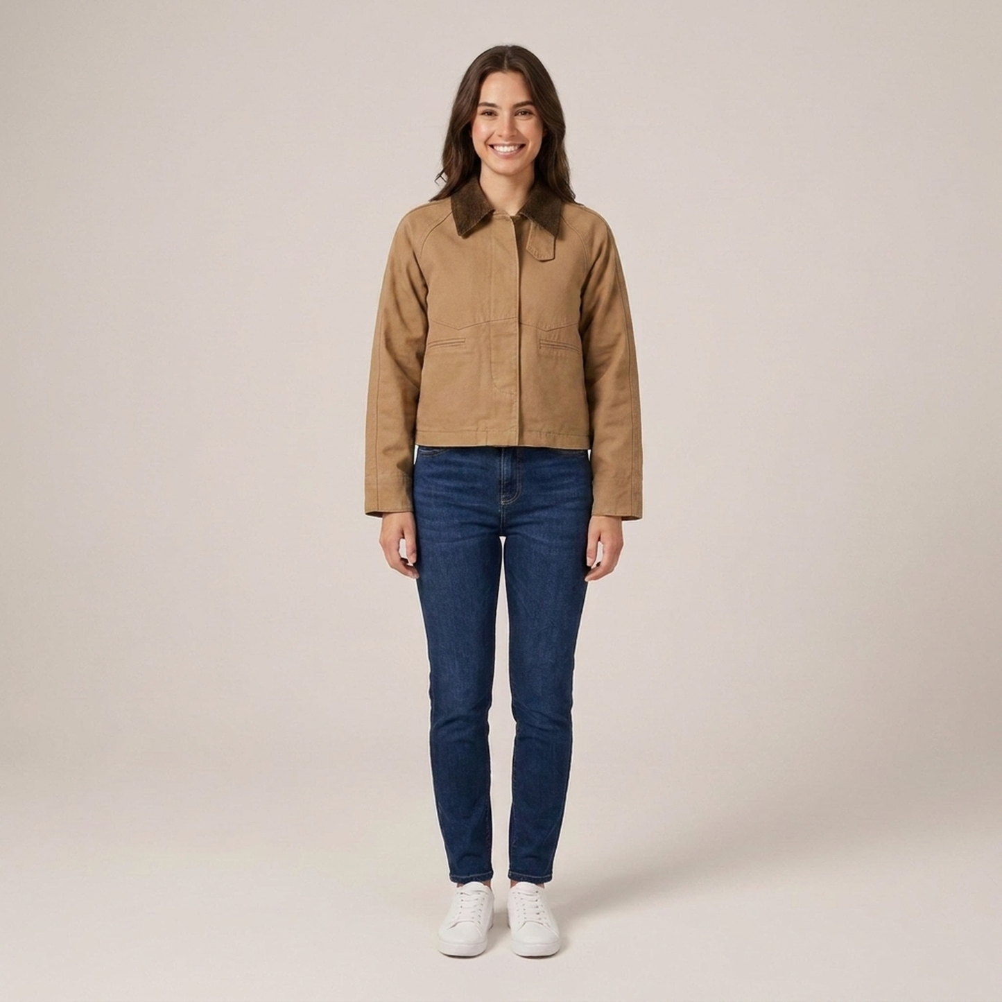 PLUXSTYLE::numise::womens-cropped-workwear-top::front