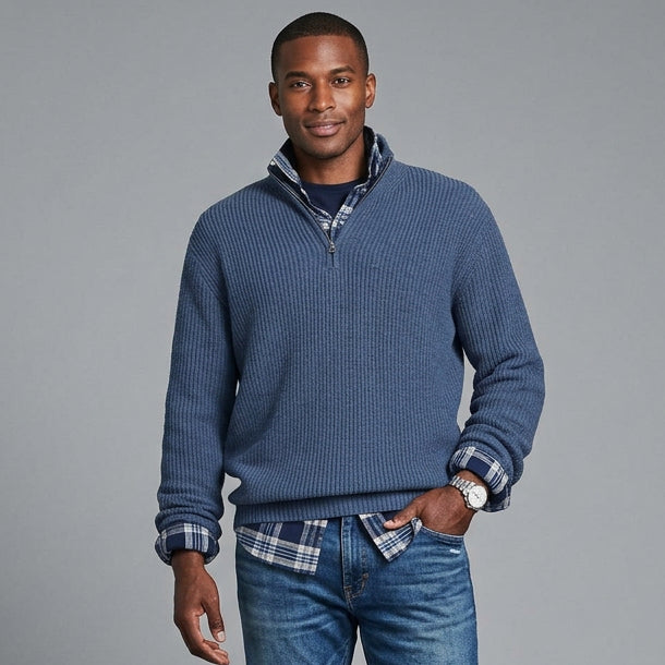 Mason | Men's Warm Zip-Up Knit Pullover
