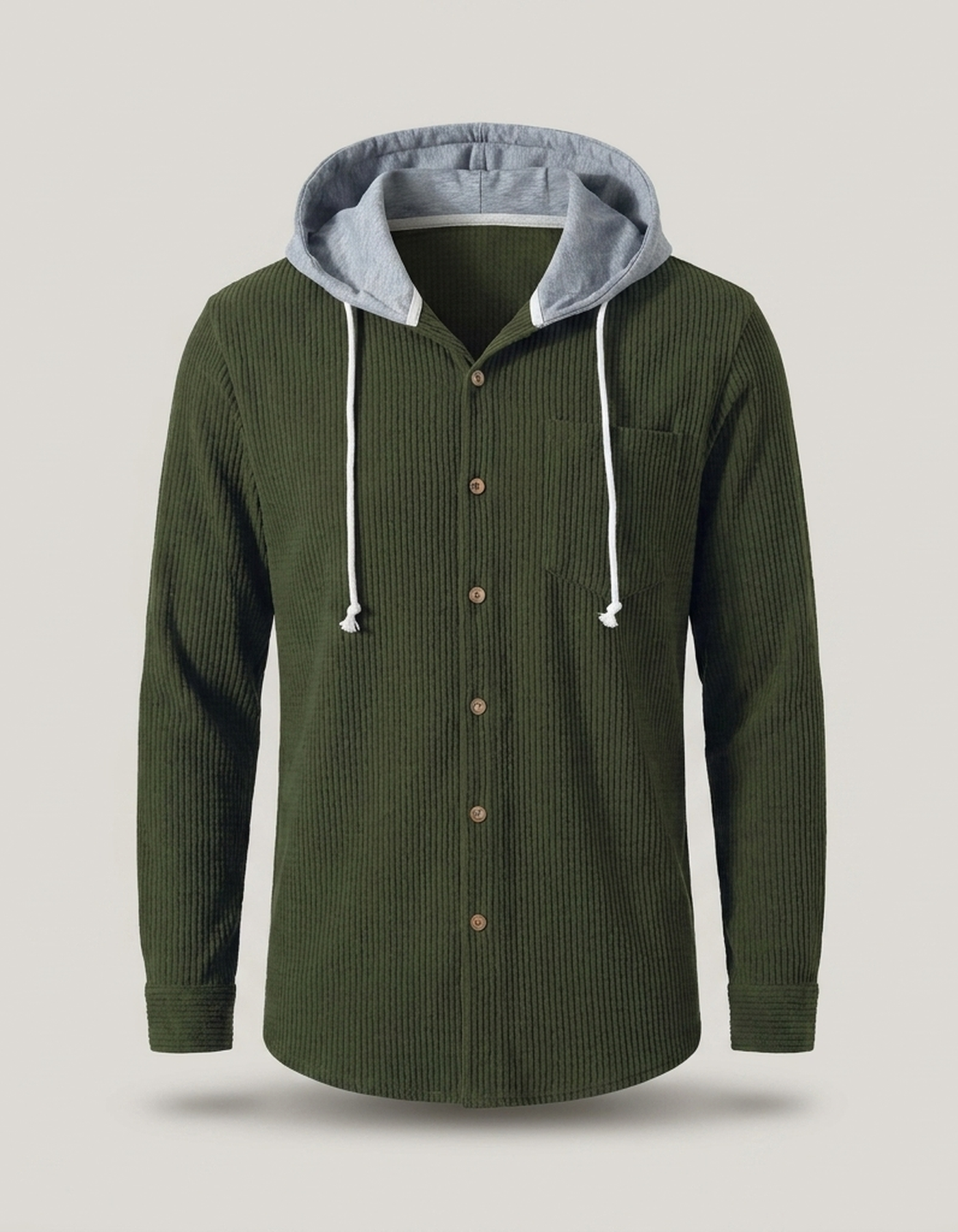 PLUXSTYLE::numise::mens-relaxed-hooded-overshirt::pack-green