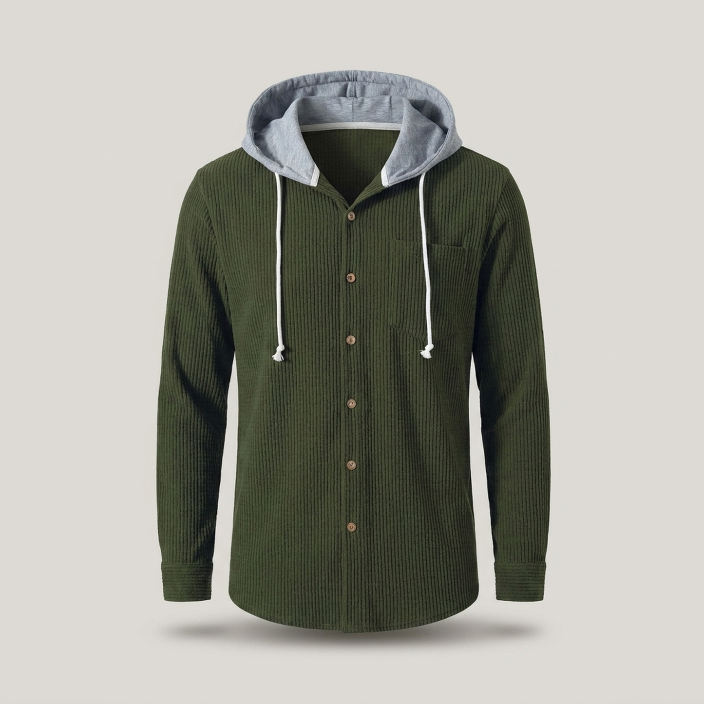 PLUXSTYLE::numise::mens-relaxed-hooded-overshirt::pack-green