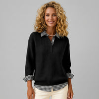 Emery | Women's Winter Plaid V-Neck Knit Sweater
