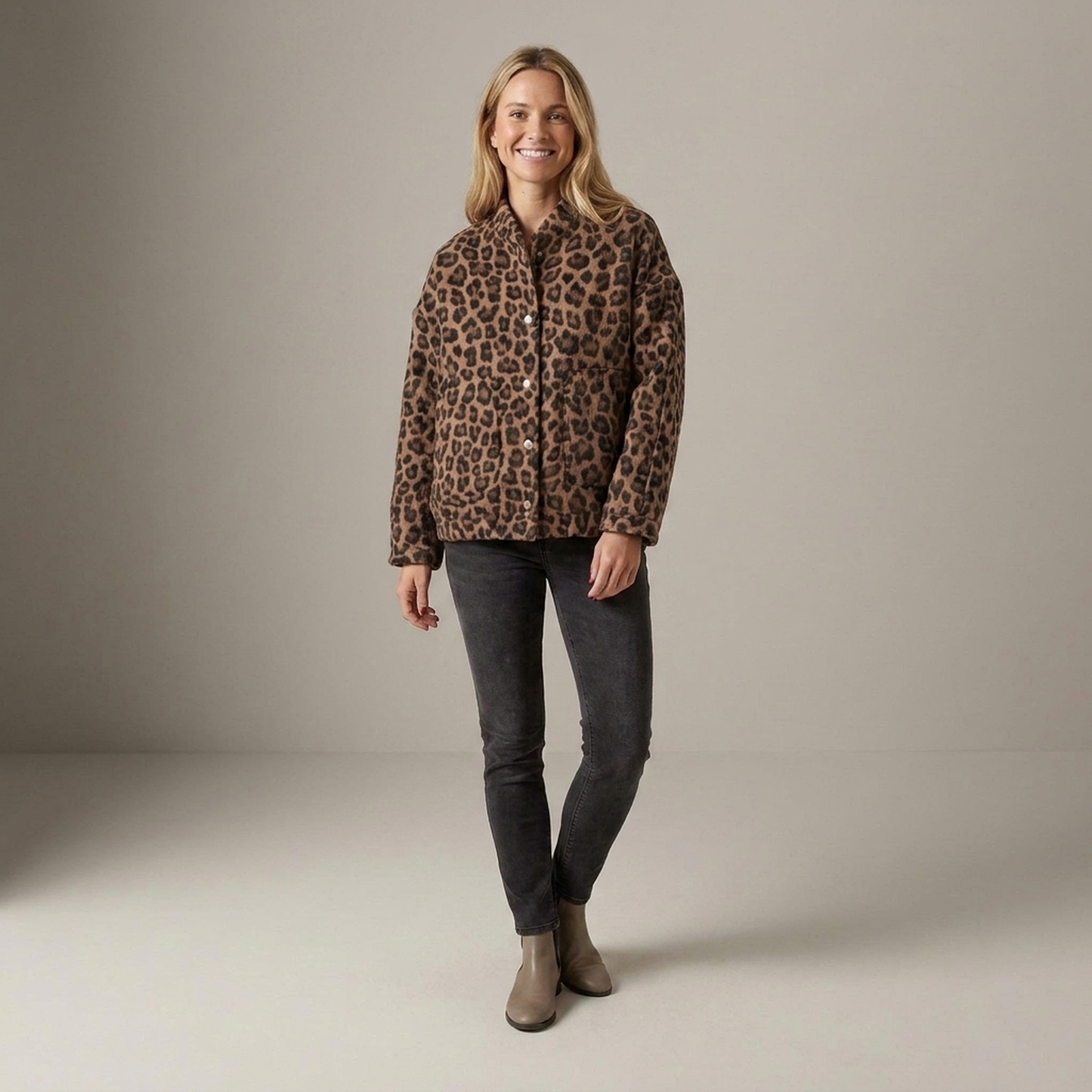 PLUXSTYLE::numise::womens-leopard-print-parka::front