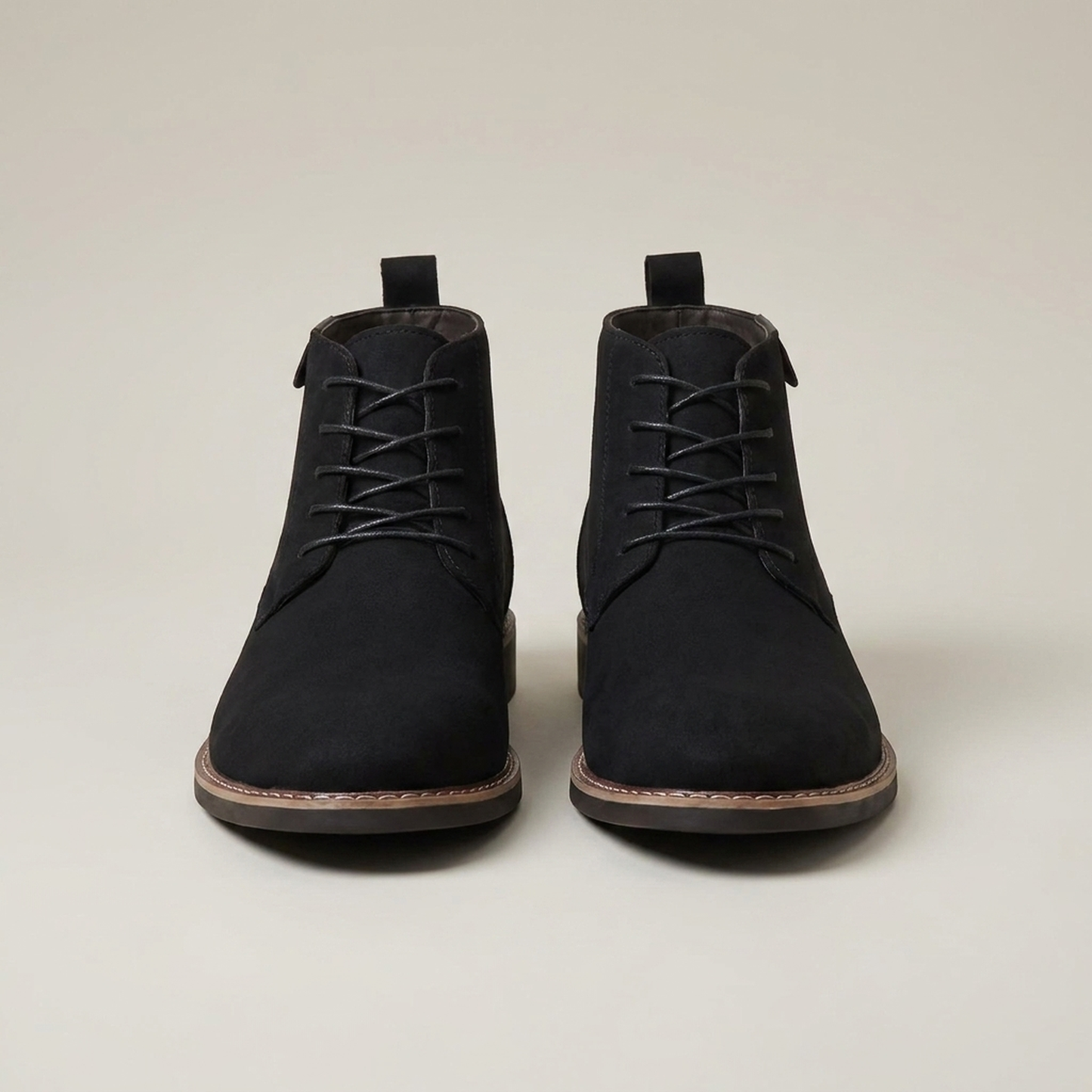PLUXSTYLE::numise::mens-round-toe-lace-up-ankle-boots::pack-black