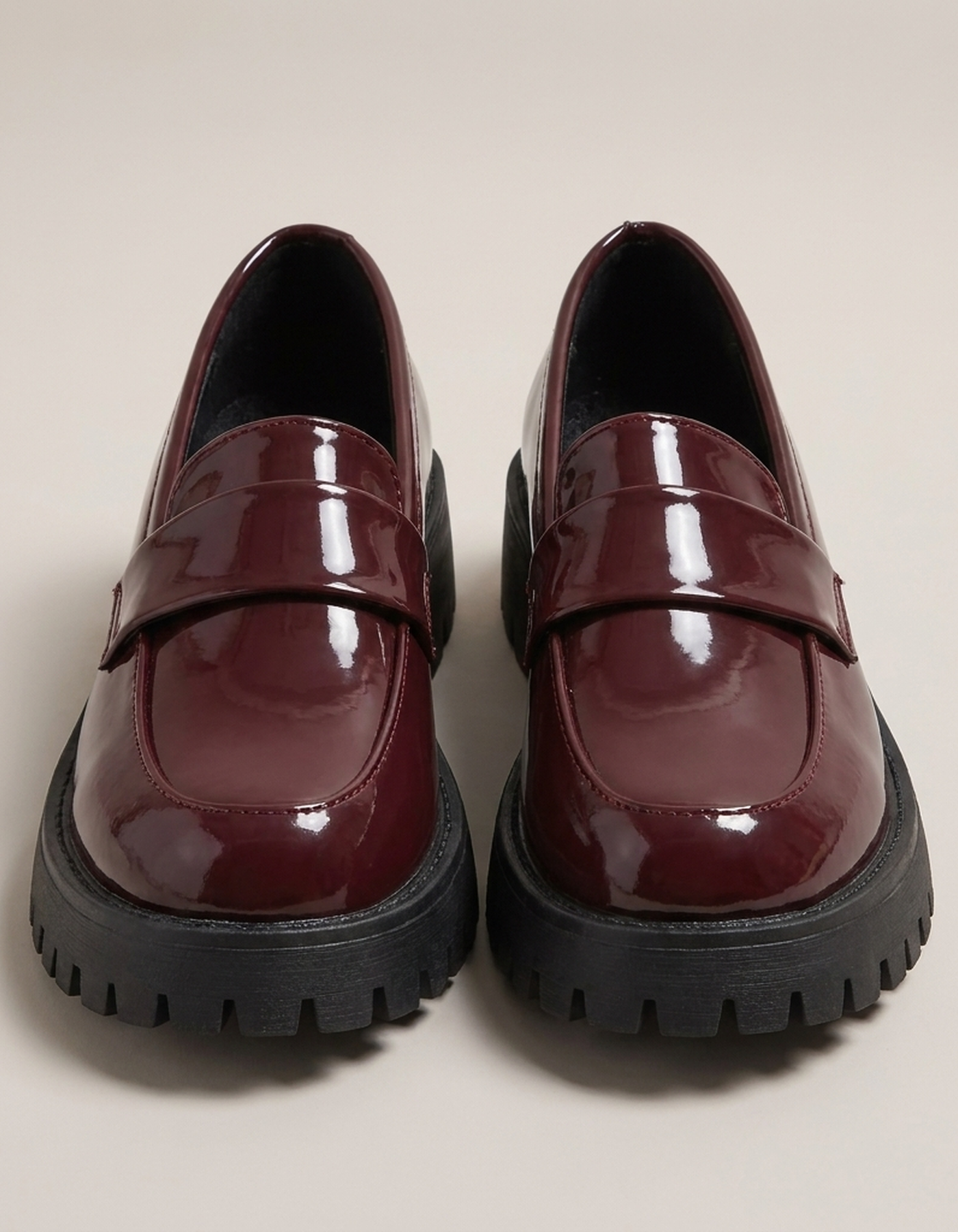PLUXSTYLE::numise::womens-cushioned-platform-loafers::pack-red